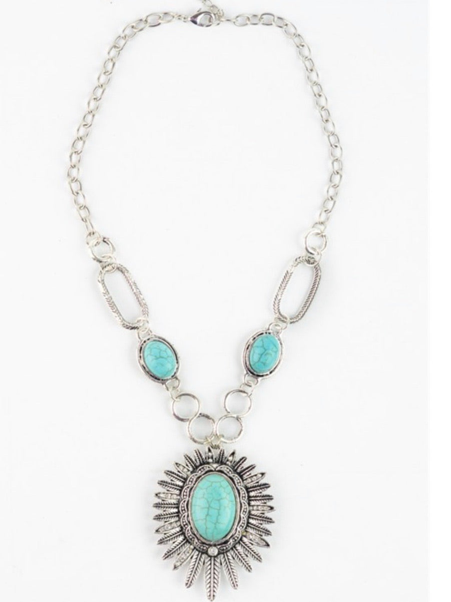 Turquoise sunflower Necklace