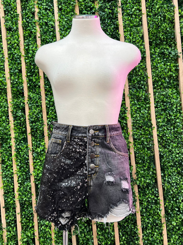 Distressed Sequin Mix Deim Short