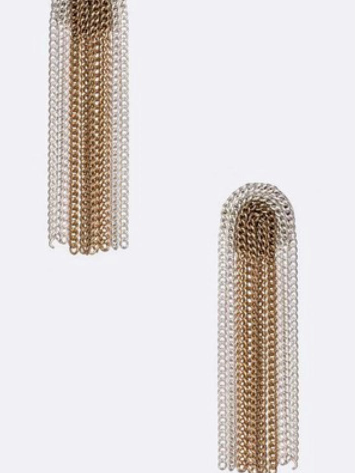 Mix Tone Fringe Tassel Earrings