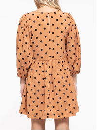 Polka Dot Balloon Sleeve Dress