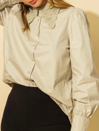 Sage Embroidered Collar Blouse