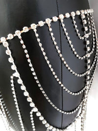 Rhinestone Draped Fringe Belt