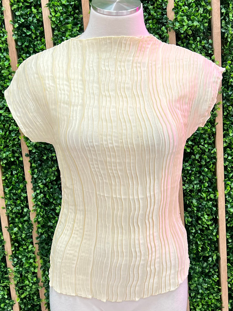 Cream Pleated Top