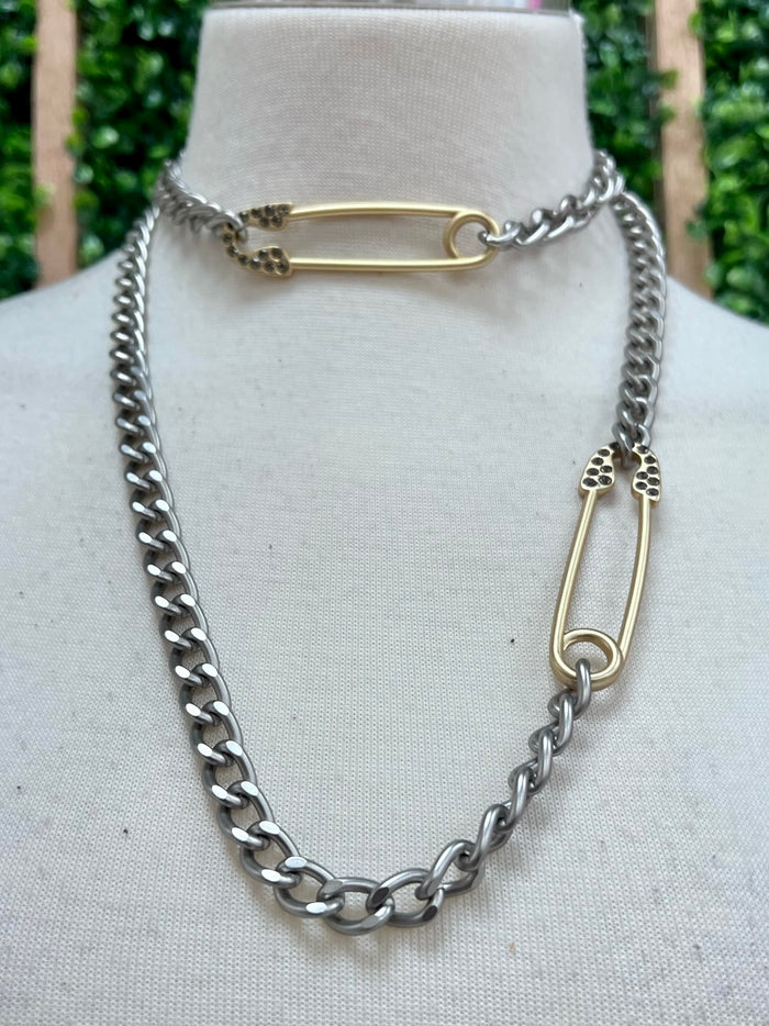 Silver Infinity Necklace Stone Pin Nrcklace