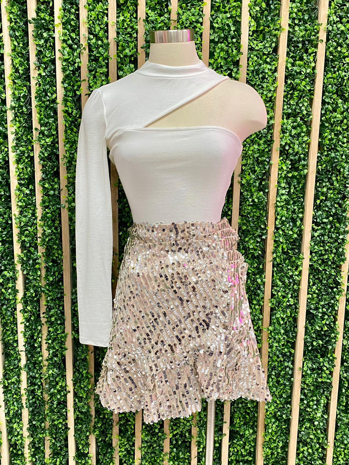 Sequin Ruffled Mini skirt