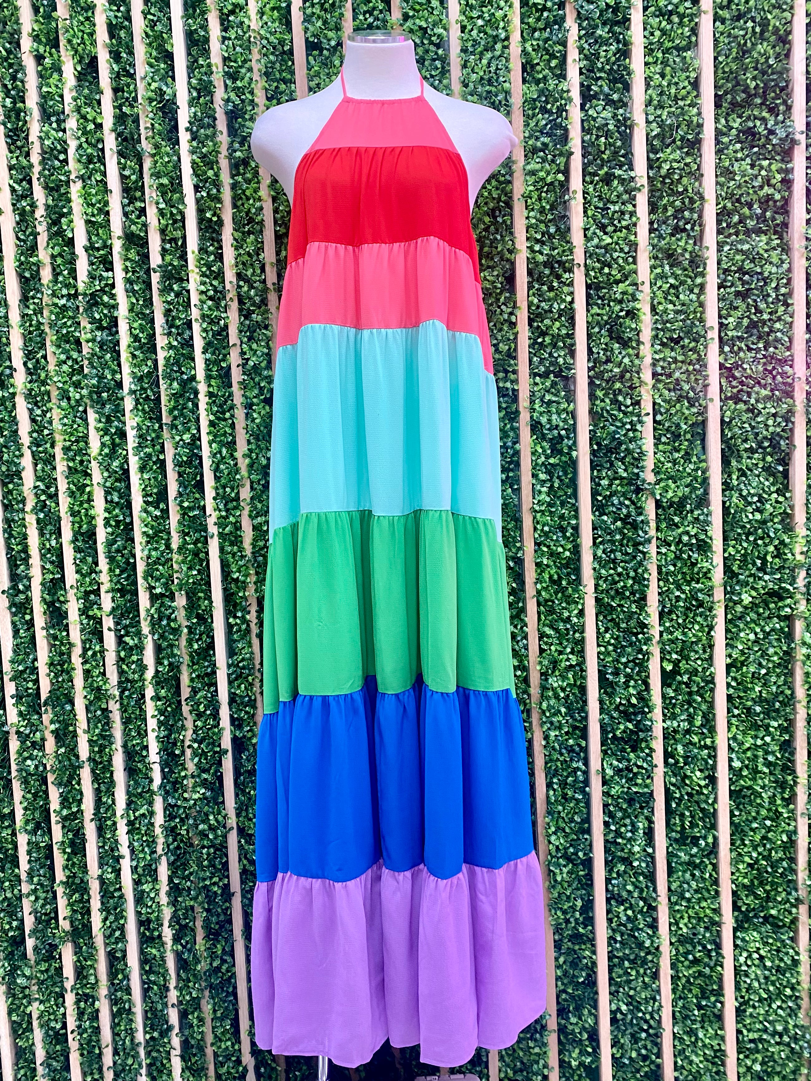 Multicolor Block Halter Maxi Dress – Ah Là Laà Lifestyle Boutique