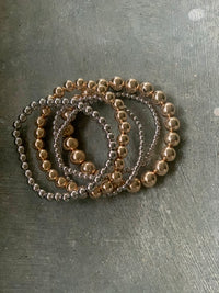 Gold Silver Beads Stretch Bracelets