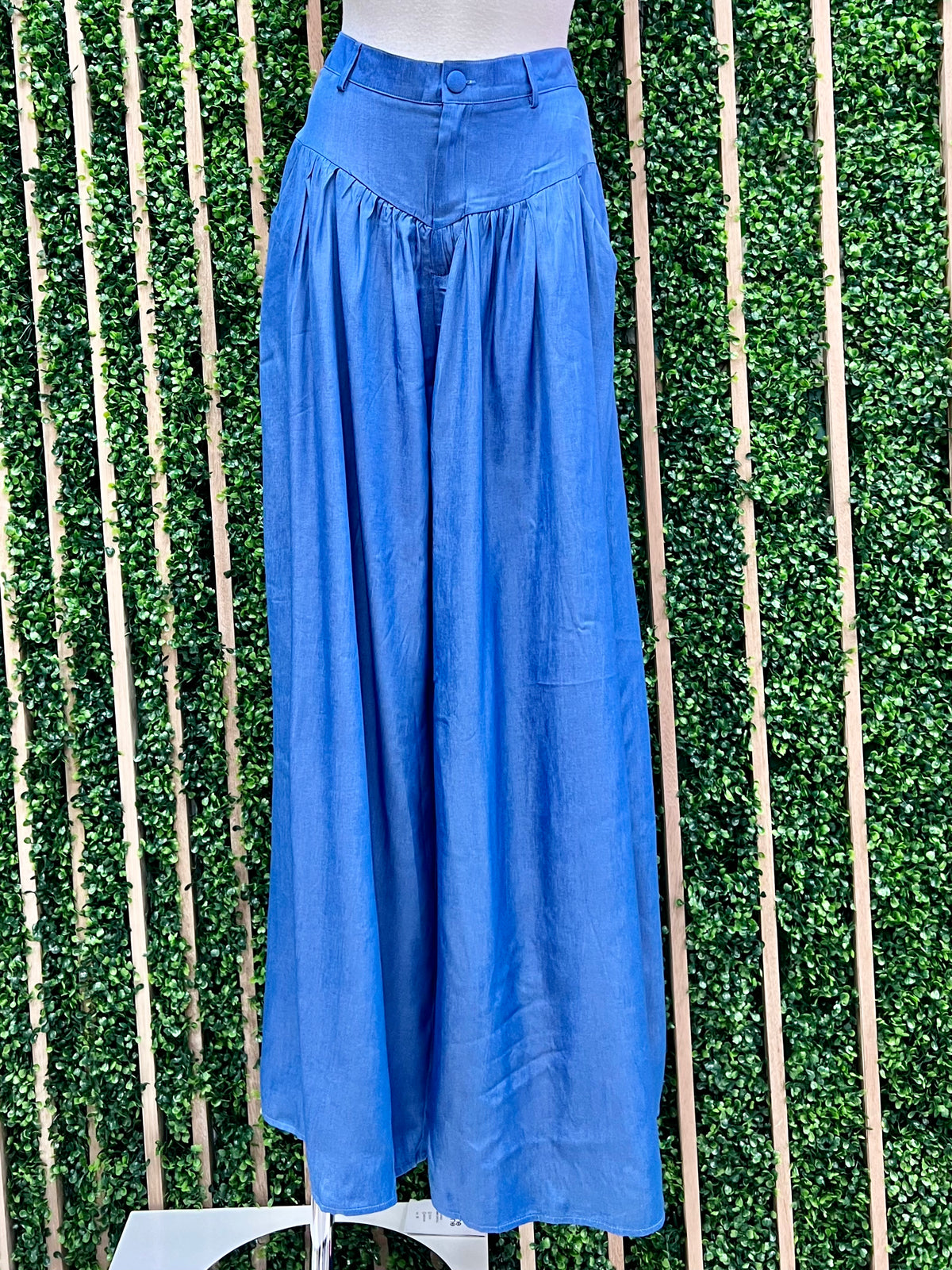 High Waist Denim Palazzo