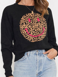 LEopard Happy Face Sweater