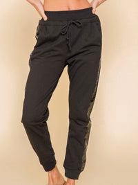 Faux Leather Side Panel Jogger Set