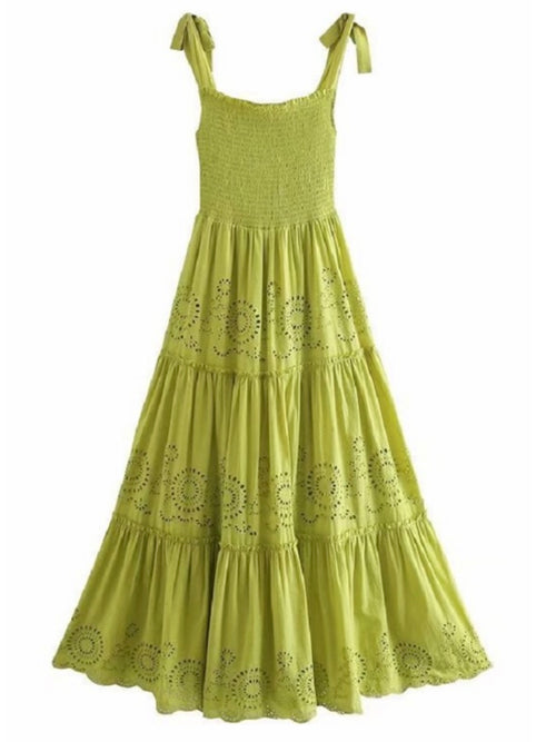 Lime Eyelet Midi Dress