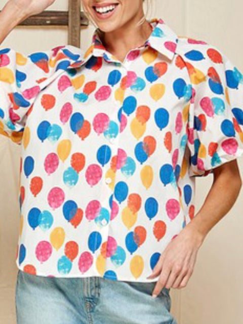 Balloon Print Blouse