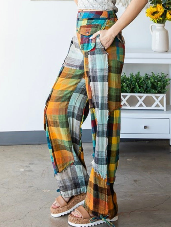 Bright Plaid Wide Leg Pant