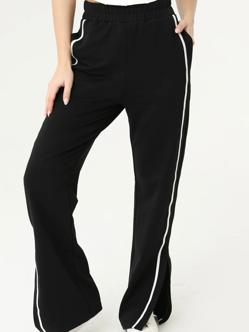 Black Trim Detail Wide Leg pant
