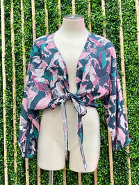 Tropical Jade Front Tie Top