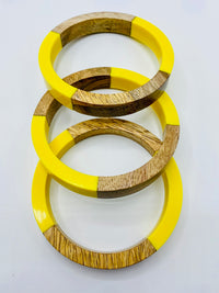 Wood Resin Bangle Set