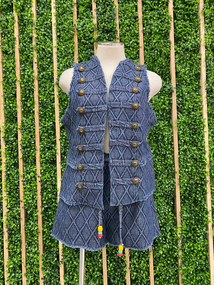 Jacquard Denim Vest