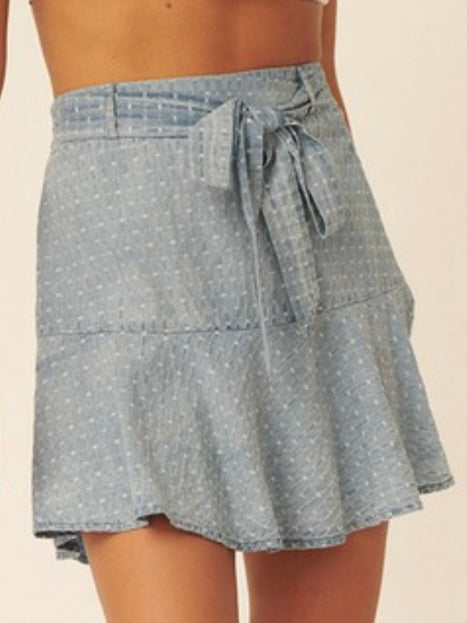 Denim Swiss Dot Skort