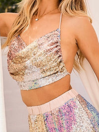 Multi Sequin Crop Top