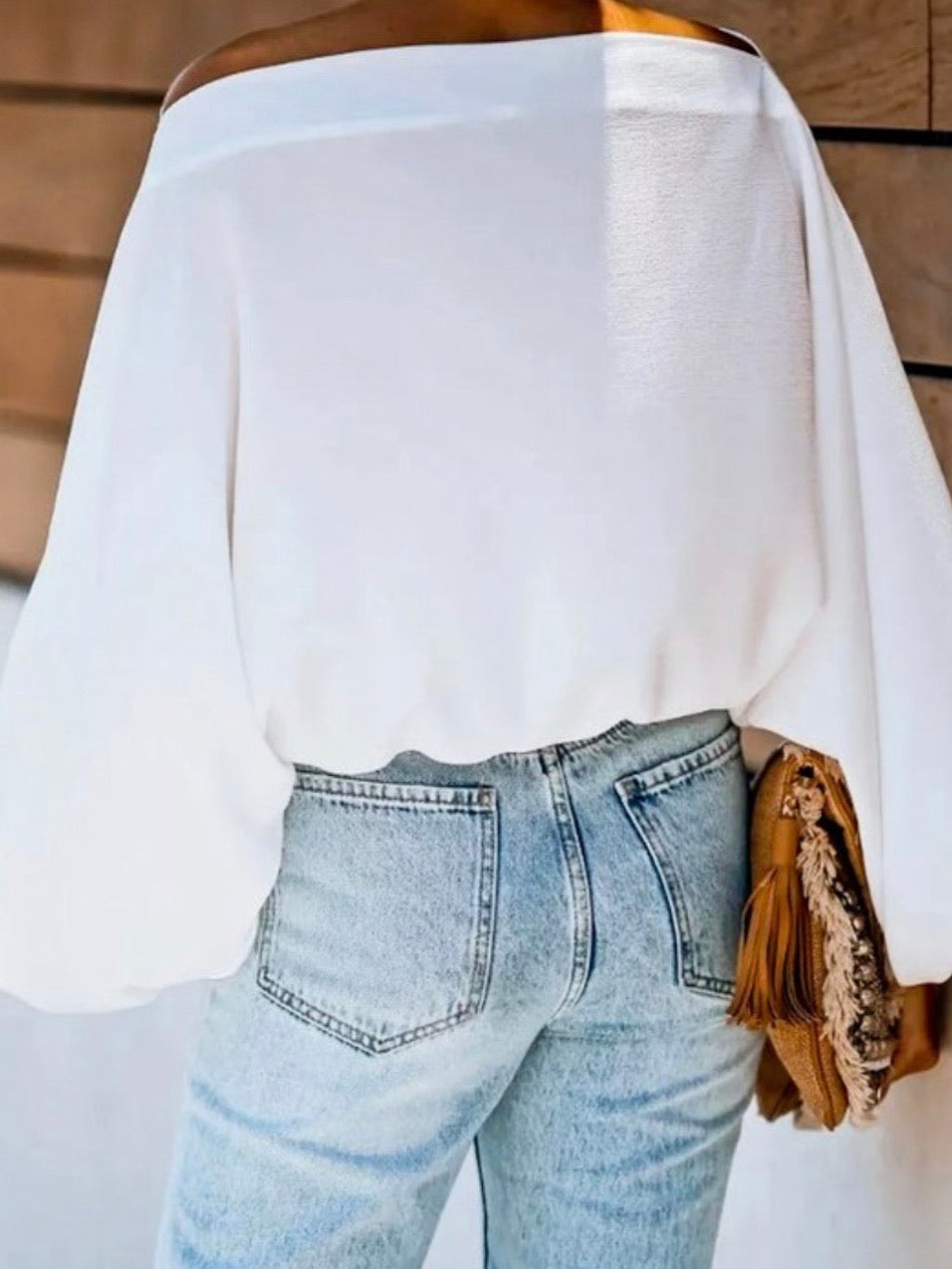White One Shoulder Puff Sleeve Top