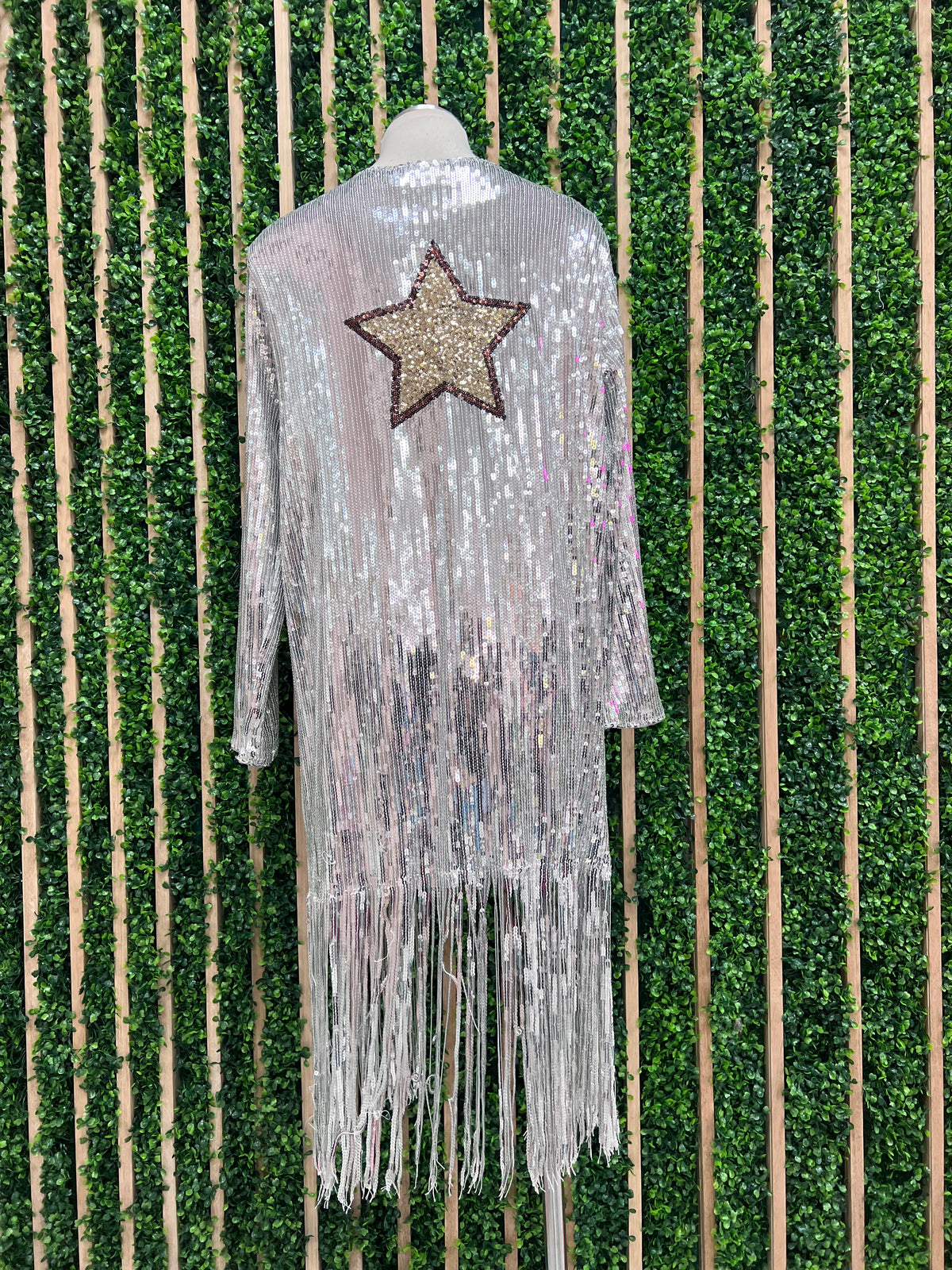 Star Silver Sequin Long Vest