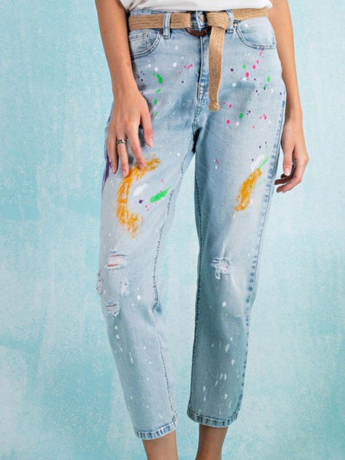 Brush Stroke Cropped Denim
