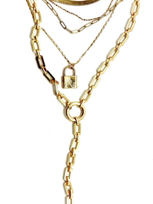 Five Chain Padlock Necklace