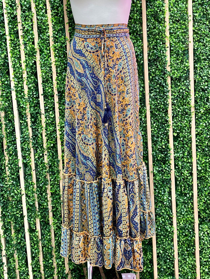 Orange Paisley Maxi Skirt