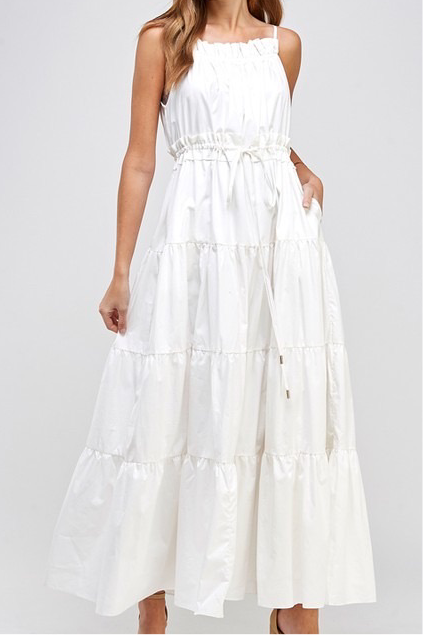 White Tiered Maxi Dress