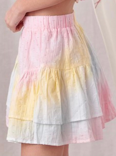 Rainbow Smocked Short Skirt