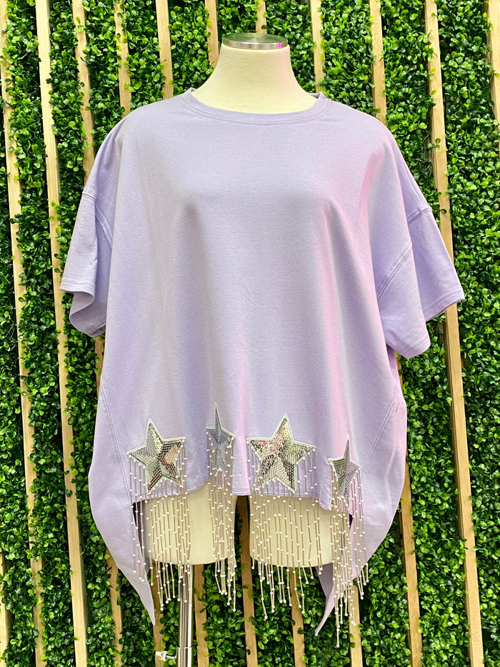 Sequin Star Patch  Oversized Tee