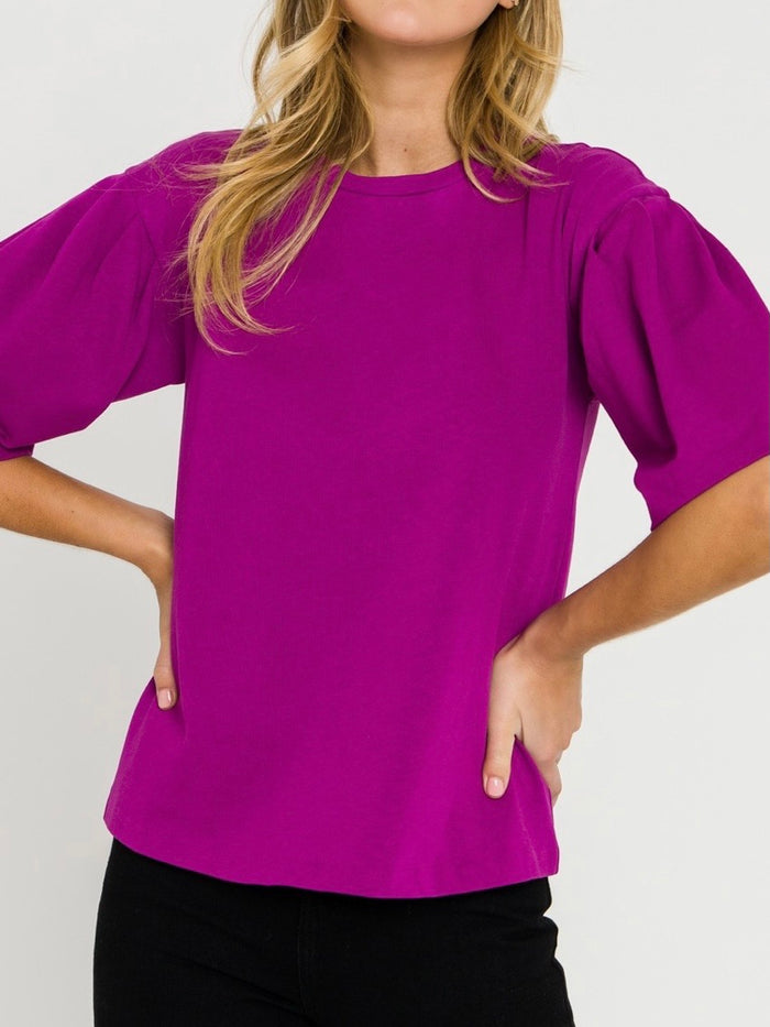 Magenta Ballon Sleeve Top
