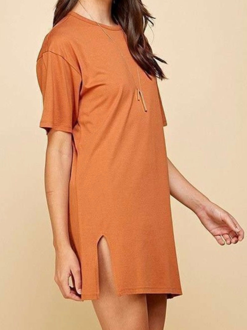 Side Slit T Shirt Dress