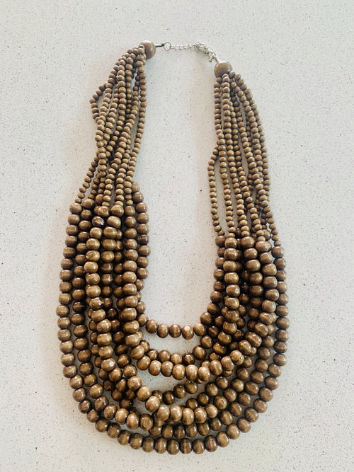 Wood Beads Layered Necklace
