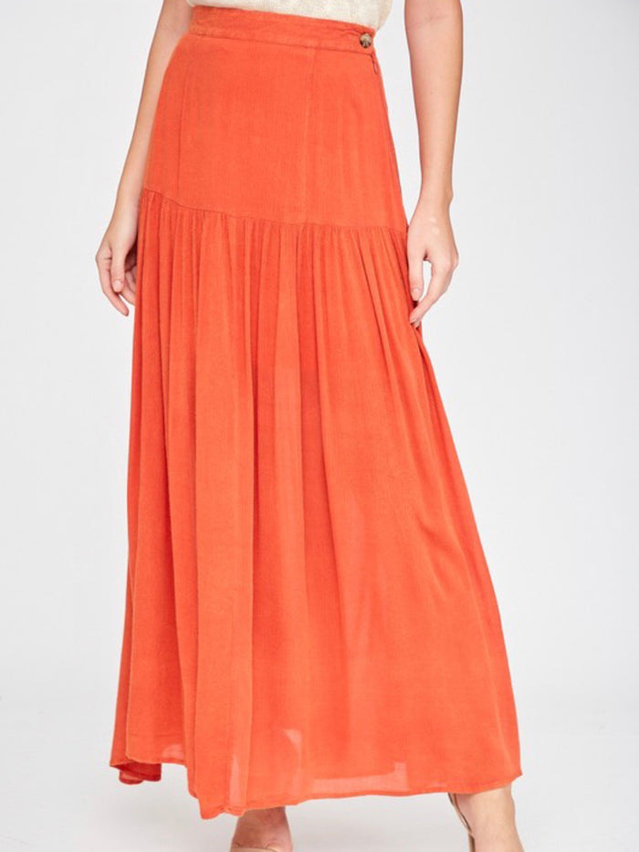 Rust Ruffles Maxi Skirt