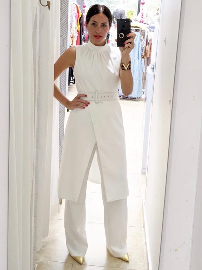 White Turtle Neck Set