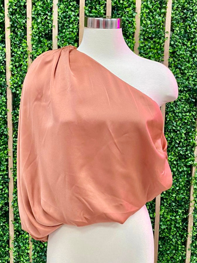 Satin Draped One Shoulder Top