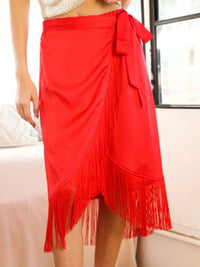 Fringe Detail Wrap Skirt