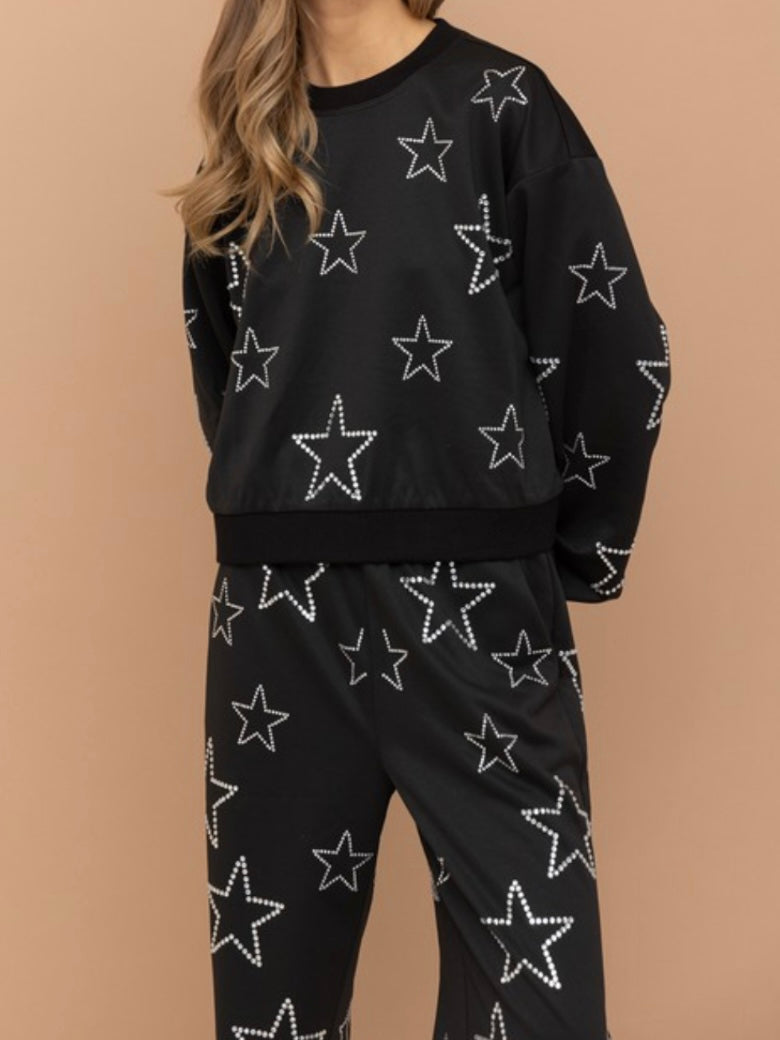 Rhinestone Star Jogger Set