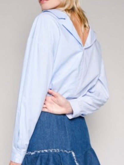 Blue Striped Button Down Blouse
