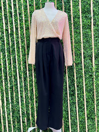 Cream Two Tone Crossed Sequin Top