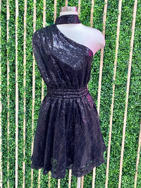 Sequined Mock Neck Dress