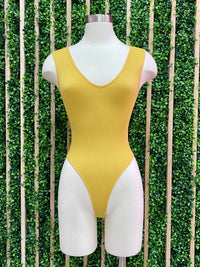 Ribbed V Neck Bodysuit