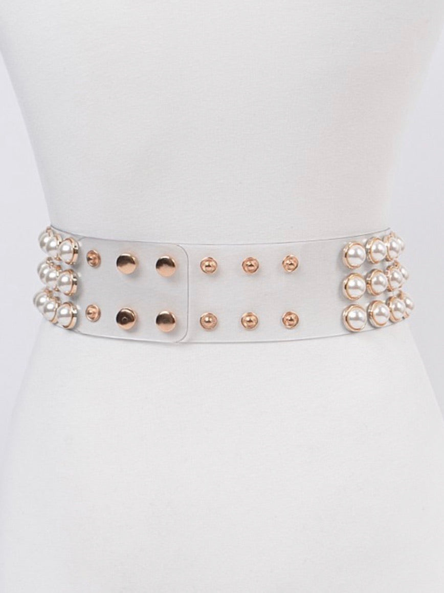 Pearl Studded Clear Belt