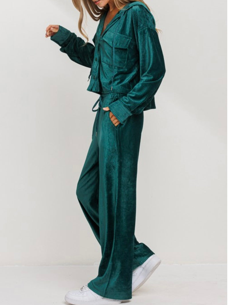 Hunter Green Knit Corduroy Set