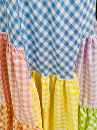 Color Blocked Checkers Maxi Dress