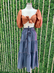 Slate Blue Midi Skirt