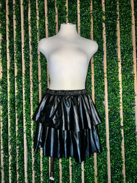 Pleather Ruffled Short Skirt