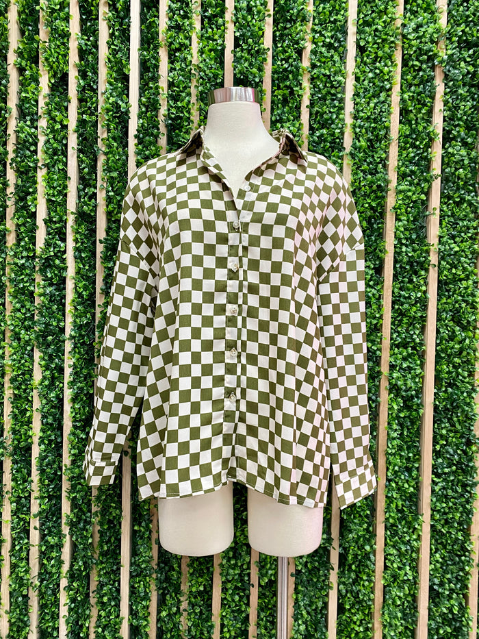 OliveCheckered Short Pant Set