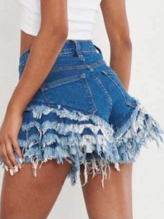 Ruffled Denim Short